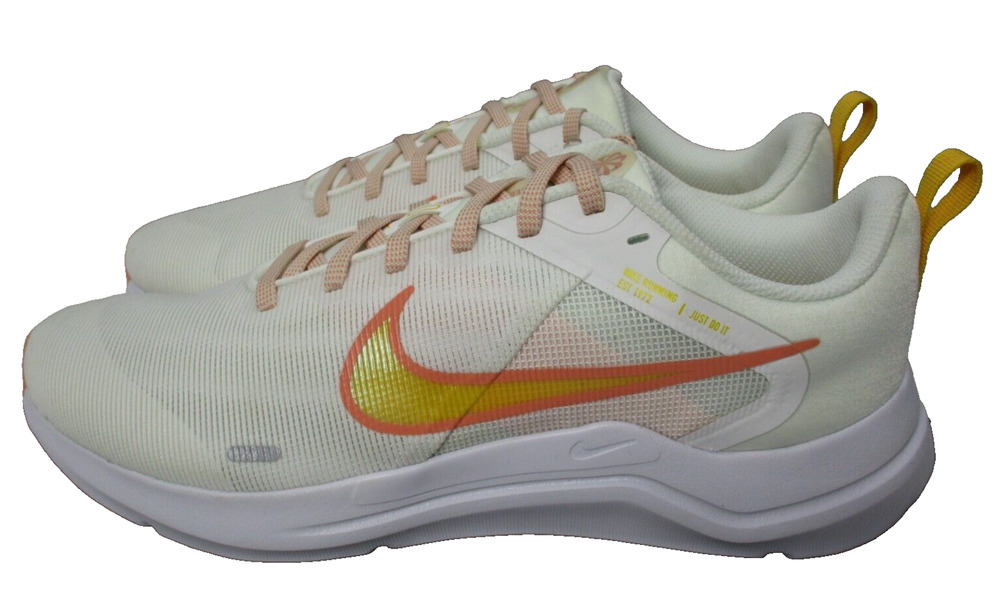 Nike Downshifter 12 White Orange Running Shoes Womens Sz 11 Mens Sz 9.5